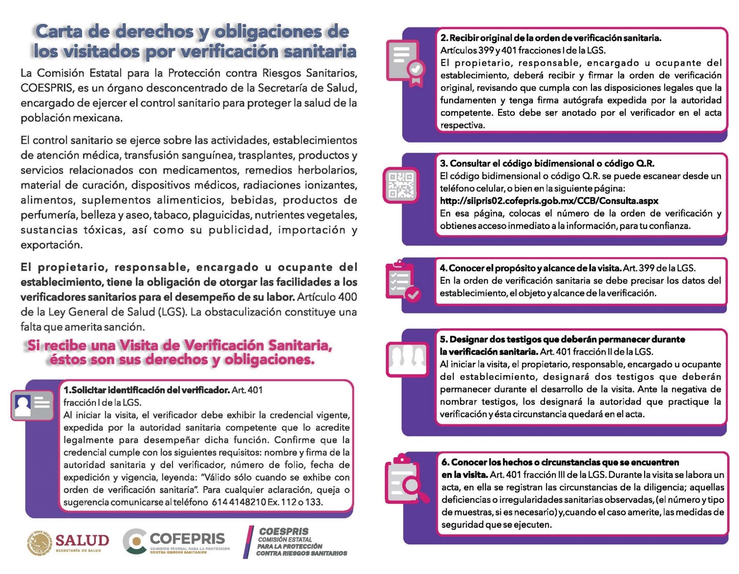 Carta de derechos y obligaciones de los visitados