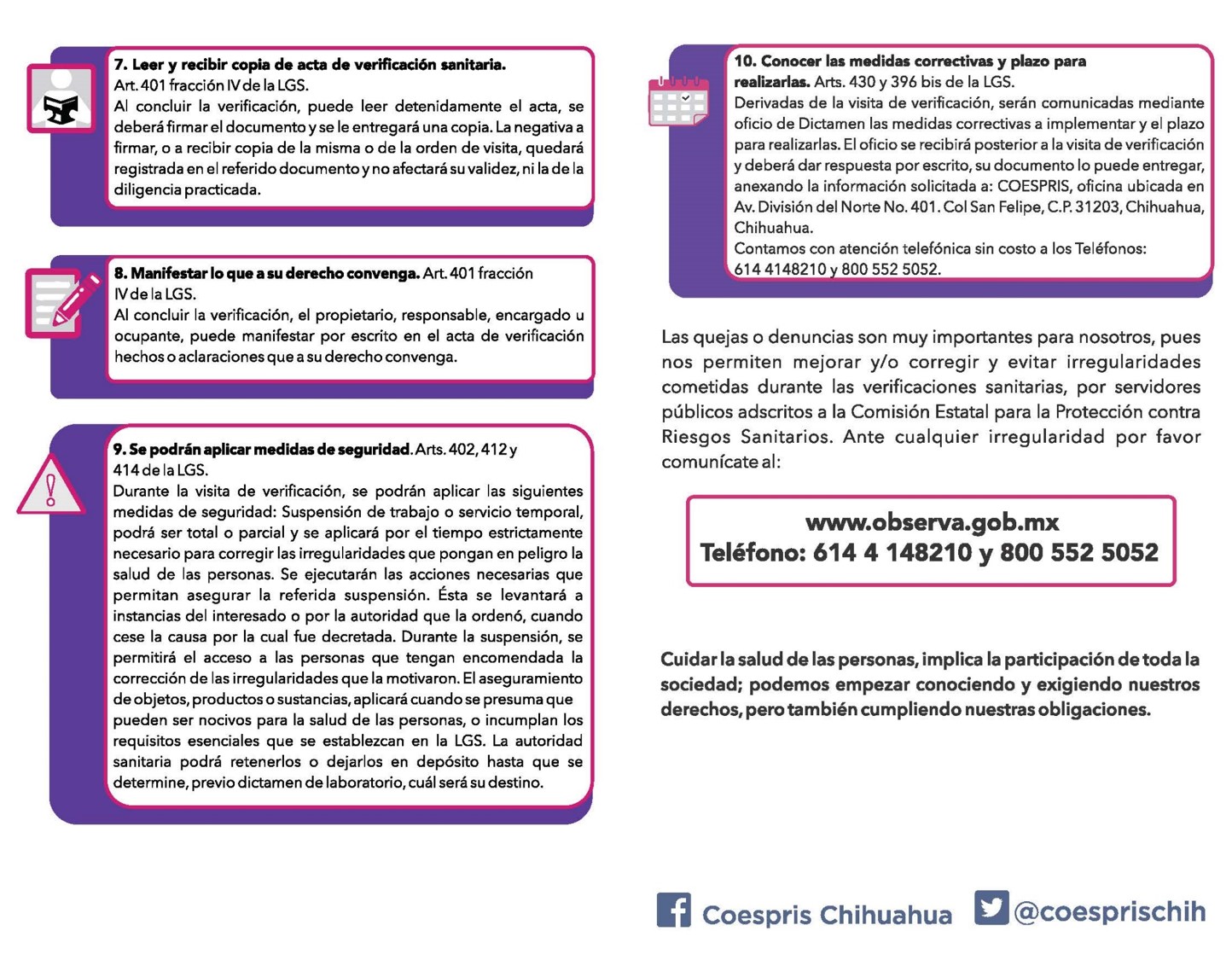Carta de derechos y obligaciones de los visitados