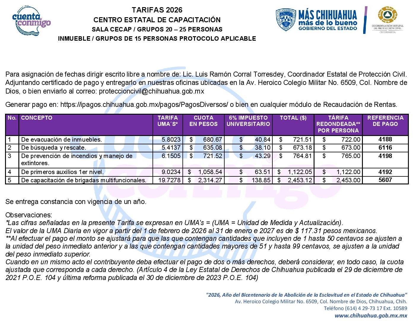 TARIFAS CECAP