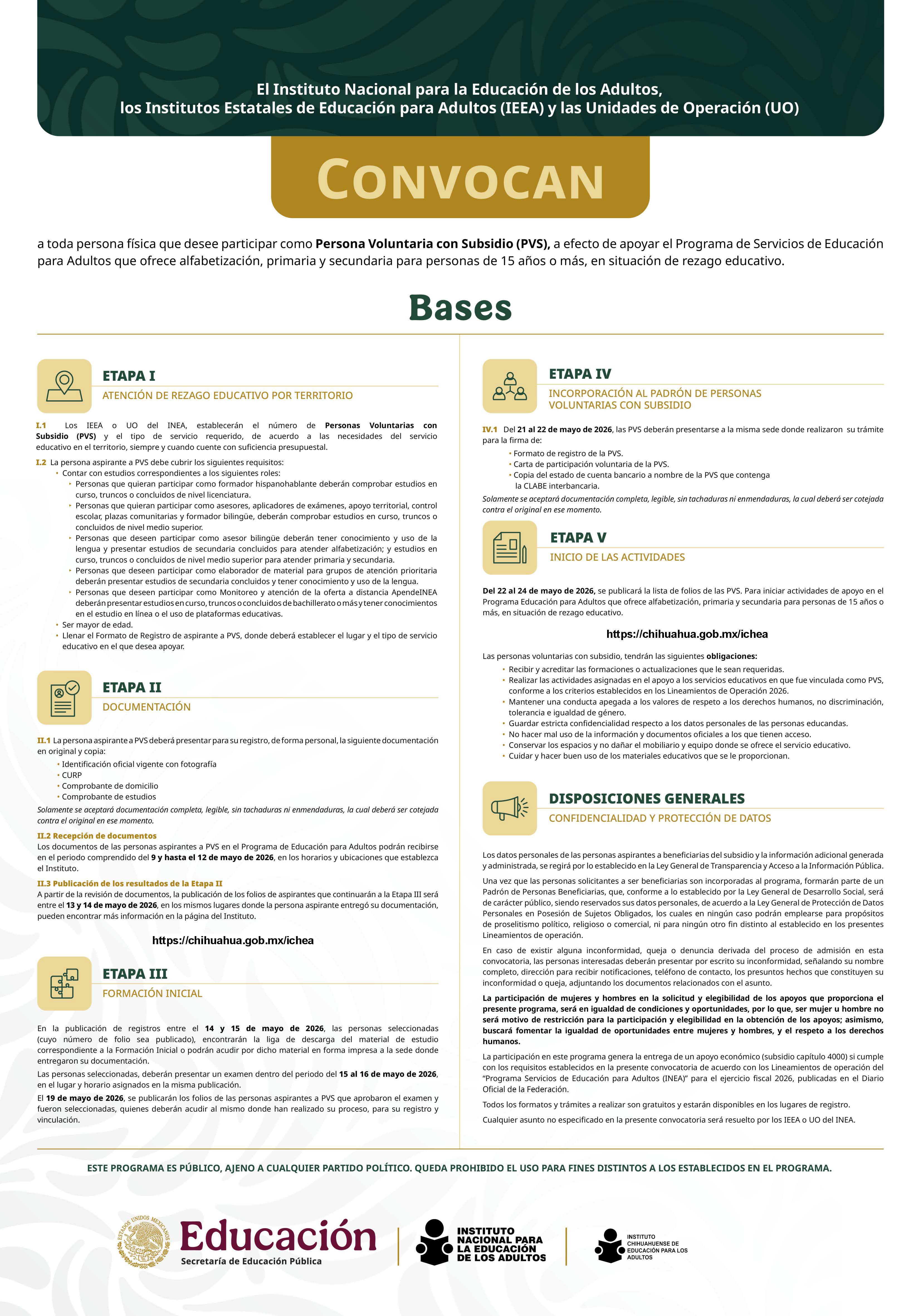 Convocatoria PVS 2026